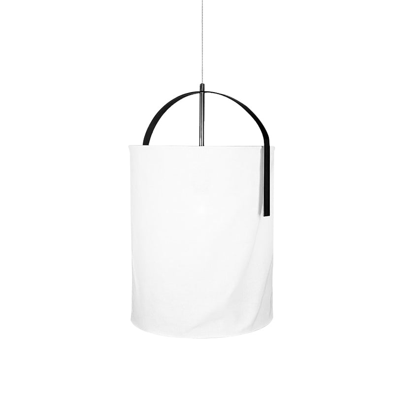 Minimalist Black/Gold-White Pail Drop Pendant Light For Bedroom - 1 Head Fabric Fixture