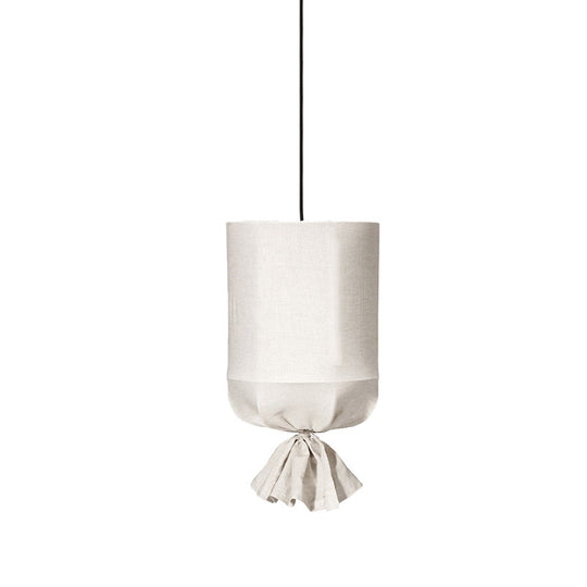 Cylindrical Minimalist Fabric Pendant Light - White/Flaxen