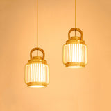 Nordic 2-Head Hanging Lamp: Beige Water Jug Pendant Lighting With Wood Shade