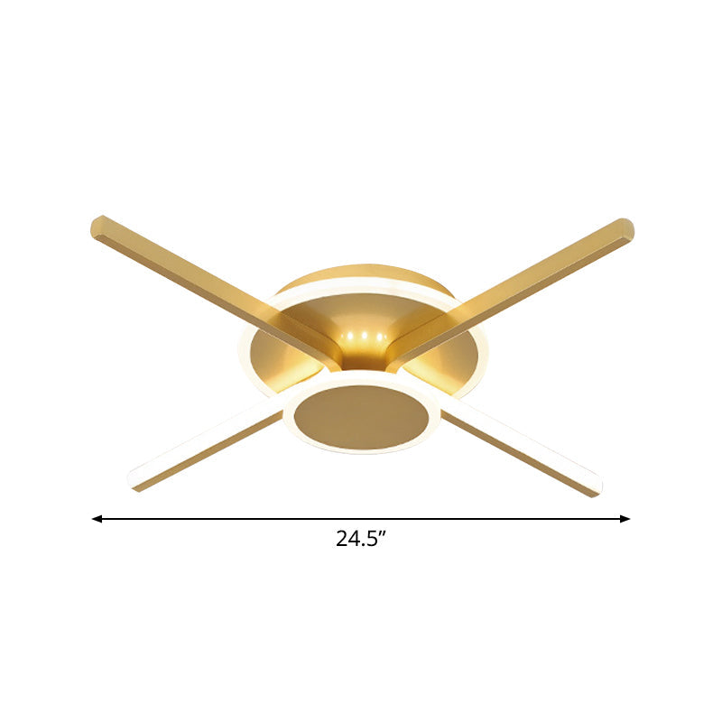 Minimalist Ray Flushmount Metallic Led Ceiling Lamp For Hotels - Warm/White Light 19.5/24.5 Wide