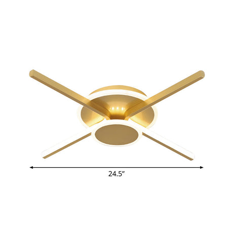 Minimalist Ray Flushmount Metallic Led Ceiling Lamp For Hotels - Warm/White Light 19.5/24.5 Wide