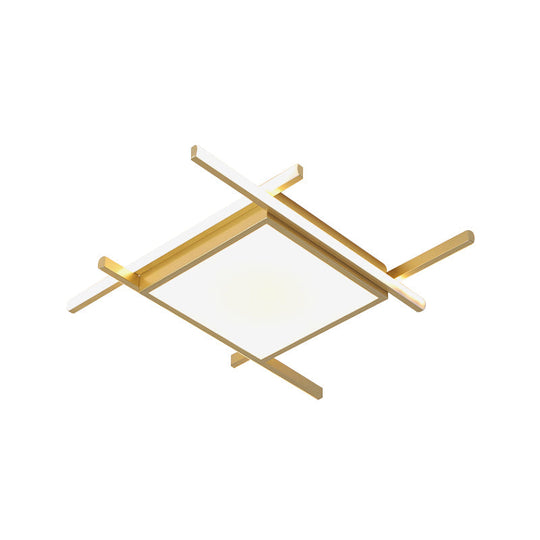 Modern Gold Finish Led Aluminum Square Flush-Mount Light Fixture - 18/23 Wide Warm/White