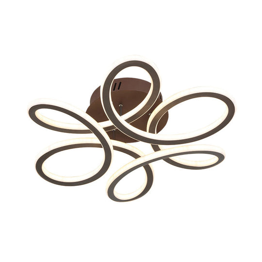 Modern Blooming Acrylic Led Flush Mount Ceiling Light In Gold/Coffee For Bedroom - Warm/White