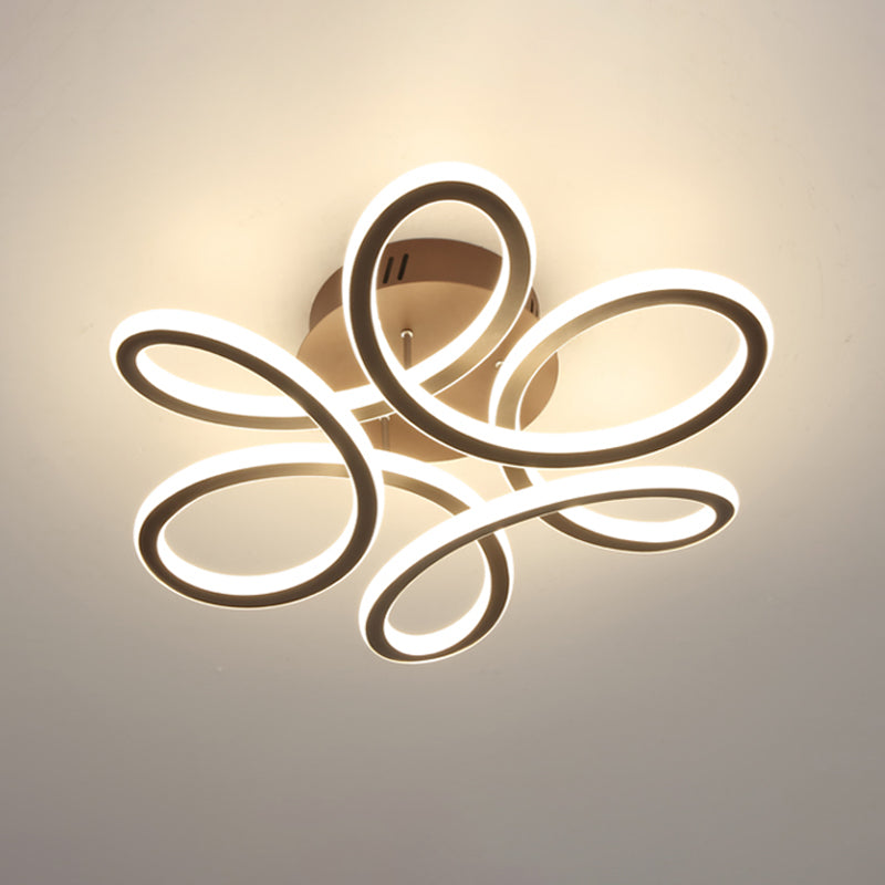 Modern Blooming Acrylic Led Flush Mount Ceiling Light In Gold/Coffee For Bedroom - Warm/White