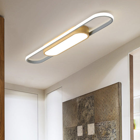 Modern Dual Ellipse Wood Led Flushmount Ceiling Lamp - 16’/23.5’/31.5’ White With Warm/White Light