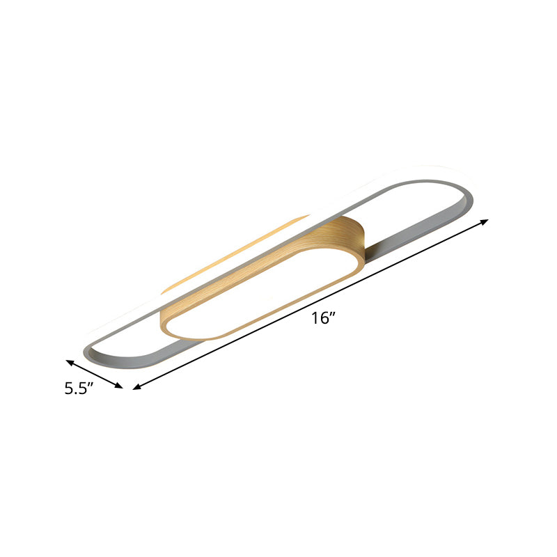 Modern Dual Ellipse Wood Led Flushmount Ceiling Lamp - 16’/23.5’/31.5’ White With Warm/White Light