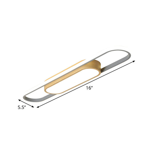 Modern Dual Ellipse Wood Led Flushmount Ceiling Lamp - 16’/23.5’/31.5’ White With Warm/White Light