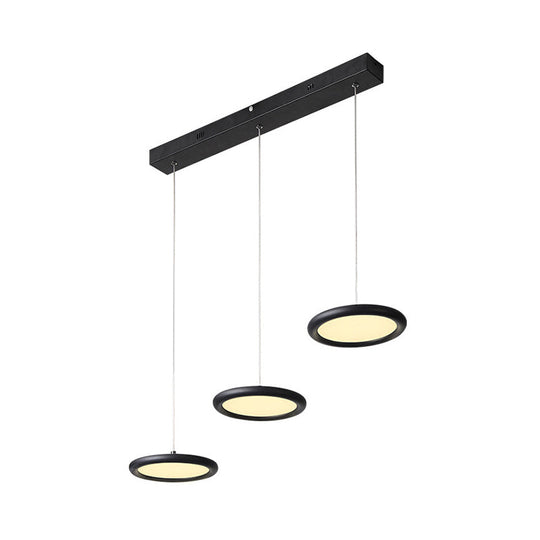 Minimalist Black/White Multi-Light Pendant With 3 Acrylic Disc Lights - Warm/White Light Ideal For