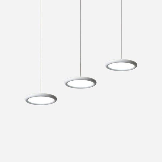 Minimalist Black/White Thin Disc Pendant Light - 3-Light Acrylic Ceiling Fixture In Warm/White Ideal
