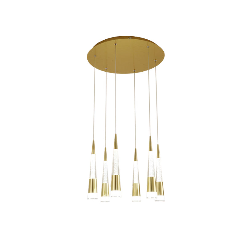 Modern Style Draping Multi-Light Adjustable Pendant With 6 Led Bulbs For Dining Room In Black/Gold