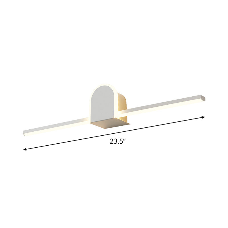 Sleek 16/23.5 Led Wall Lamp - Modern Slim Rod Bath Vanity Lighting With Acrylic Shade