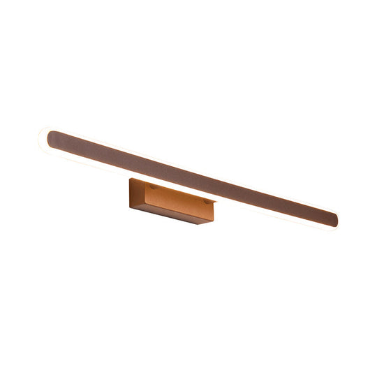 Minimalist Iron Sconce: 16/23.5/31.5 Led Vanity Wall Light Brown Finish - Warm/White Ideal For