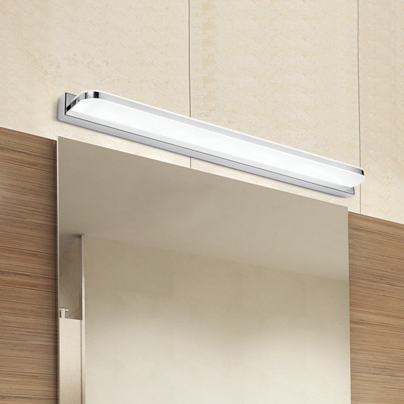 Sleek Stainless Steel Chrome Led Sconce - Rectangular Wall Vanity Light Fixture (16.5/20.5/24.5)