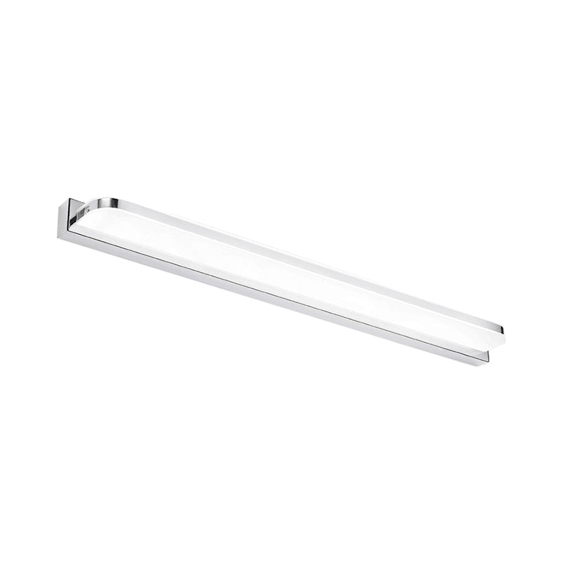 Sleek Stainless Steel Chrome Led Sconce - Rectangular Wall Vanity Light Fixture (16.5/20.5/24.5)
