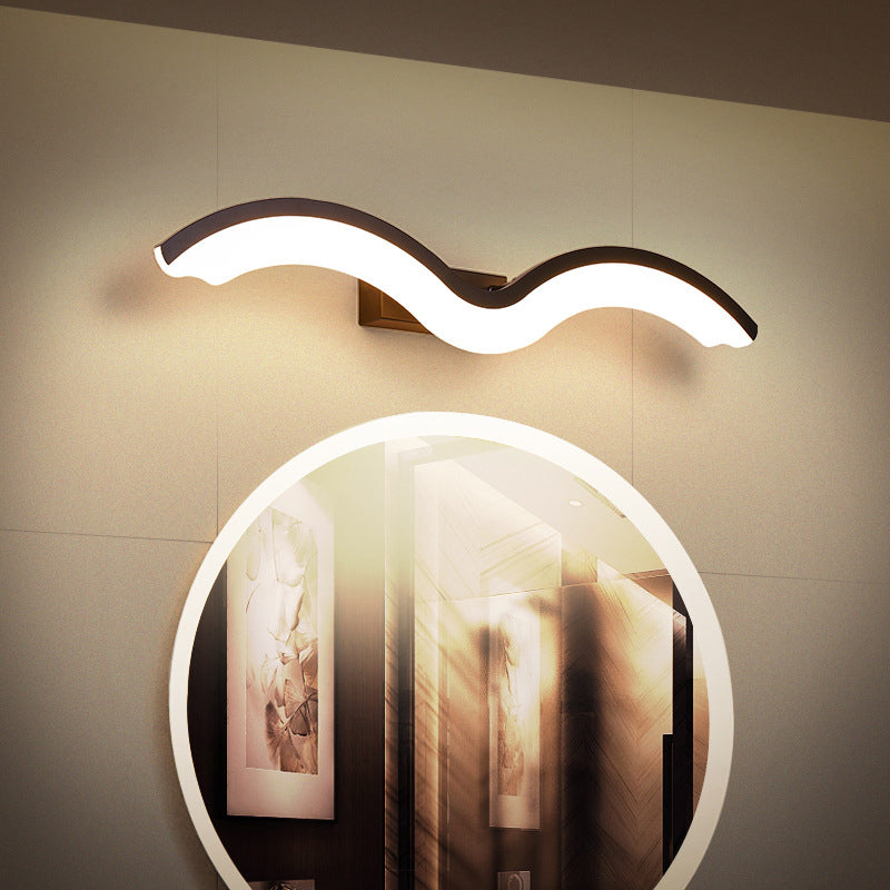 Minimalist Black/White Wavelet Led Wall Sconce With Frosted Diffuser Available In 16 23.5 Or 31.5