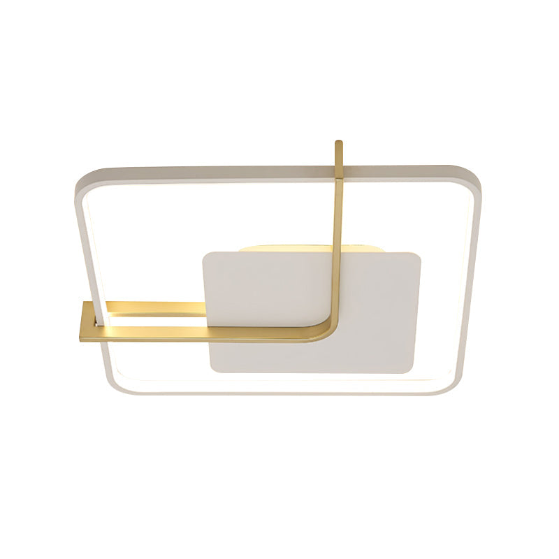 Sleek Square Thin Ceiling Flushmount Lamp - Minimalistic Acrylic Black/White - Gold Flush Light