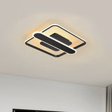Contemporary Aluminum Square Frame Led Ceiling Lamp - Black/Gold/White 16.5/20.5 Inches Wide