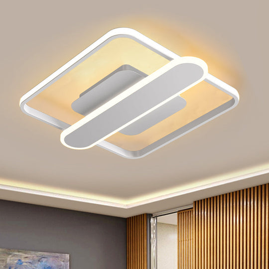 Contemporary Aluminum Square Frame Led Ceiling Lamp - Black/Gold/White 16.5/20.5 Inches Wide White /