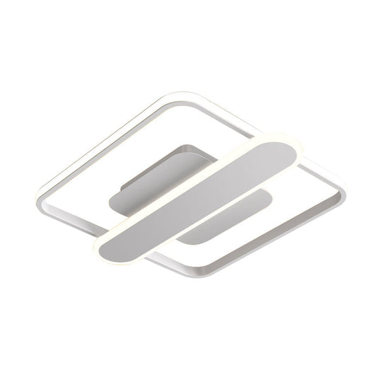 Contemporary Aluminum Square Frame Led Ceiling Lamp - Black/Gold/White 16.5/20.5 Inches Wide