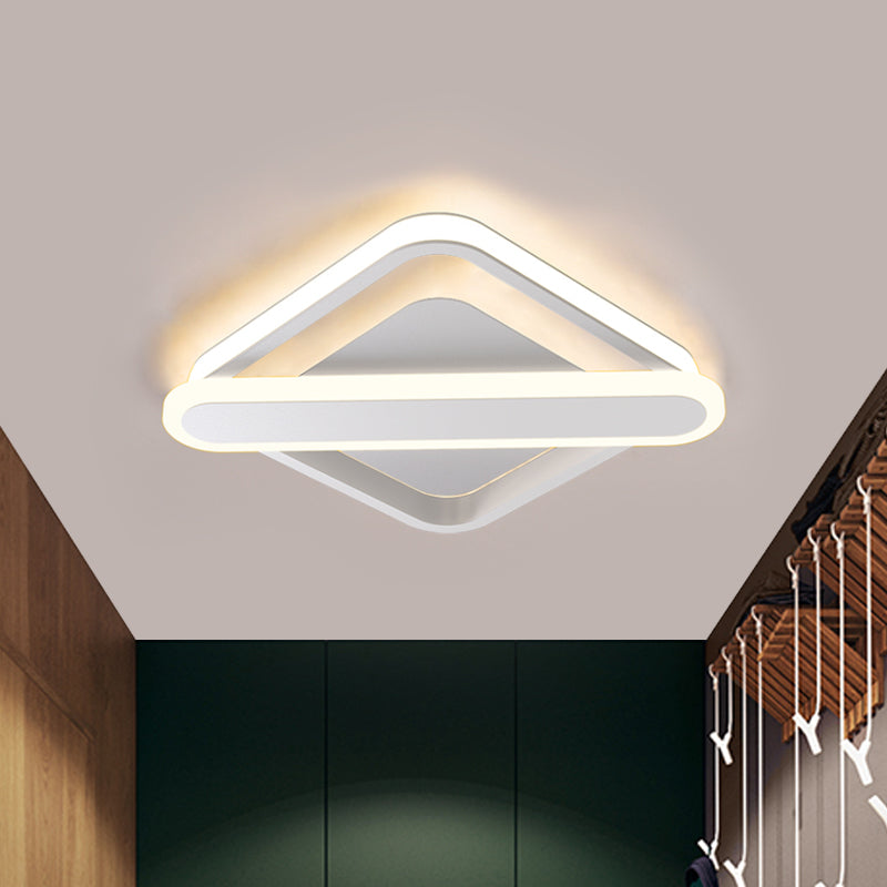 Modern Iron Rhombus - Oblong Led Foyer Ceiling Light In Black/Gold/White