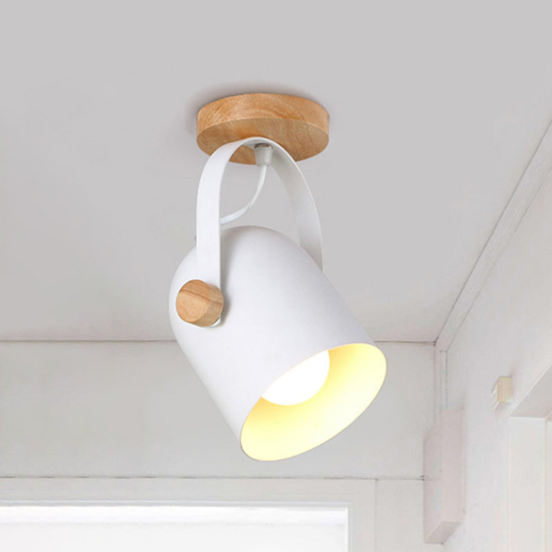 Nordic Metal 1 - Light White Ceiling Fixture - Small Elongated Dome Semi Mount Lighting With