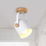 Nordic Metal 1-Light White Ceiling Fixture - Small Elongated Dome Semi Mount Lighting With