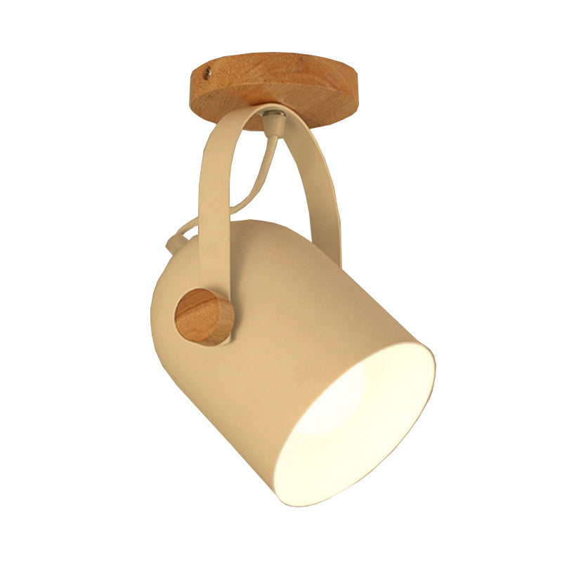 Nordic Metal 1-Light White Ceiling Fixture - Small Elongated Dome Semi Mount Lighting With