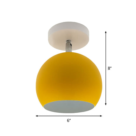 Adjustable Half Sphere Flush Mount Macaron Aluminum Lighting Fixture - Small | 1 Bulb