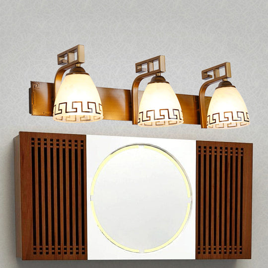 Ivory Glass Dome Vanity Sconce - Gold With Curvy Iron Arm 2/3 Lights Bathroom Wall Lamp Fixture 3 /