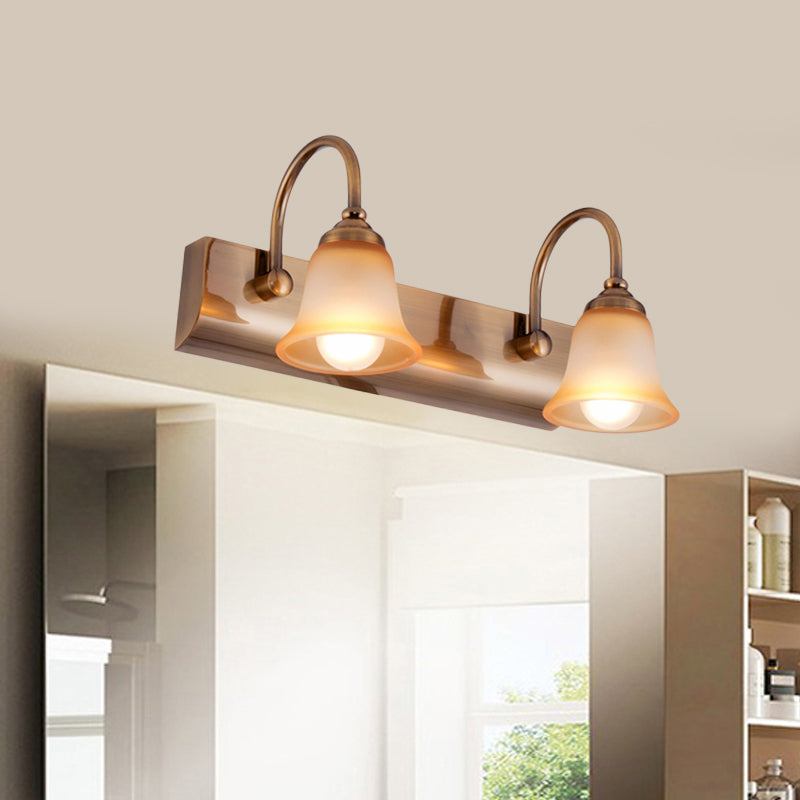 Vintage Gold Vanity Lamp With Frosted Glass & Gooseneck Arm For Bathroom Wall Mount - 2/3 Bulbs 2 /