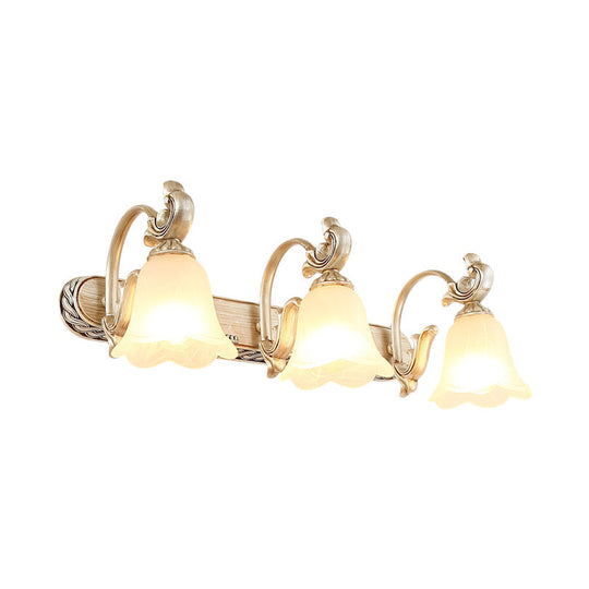 Blossom Vanity Lighting - Cream Glass Brass Wall Lamp Sconce With Curvy Arm