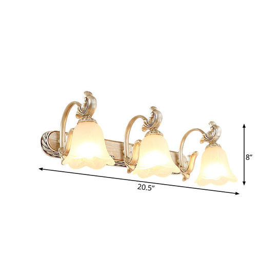 Blossom Vanity Lighting - Cream Glass Brass Wall Lamp Sconce With Curvy Arm