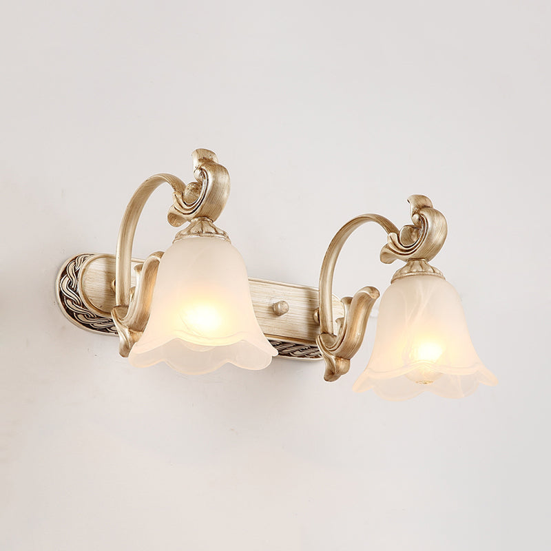 Blossom Vanity Lighting - Cream Glass Brass Wall Lamp Sconce With Curvy Arm