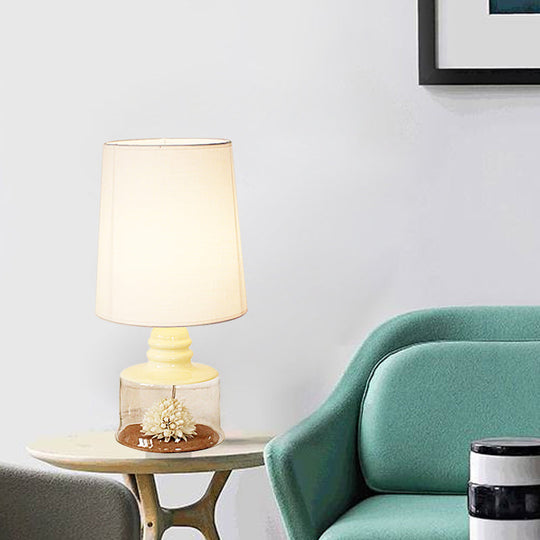 Rosaria - Pastoral Fabric Barrel Restaurant Table Lighting With Dried Flower And