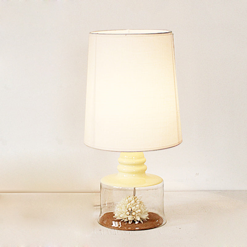 Rosaria - Pastoral Fabric Barrel Restaurant Table Lighting With Dried Flower And