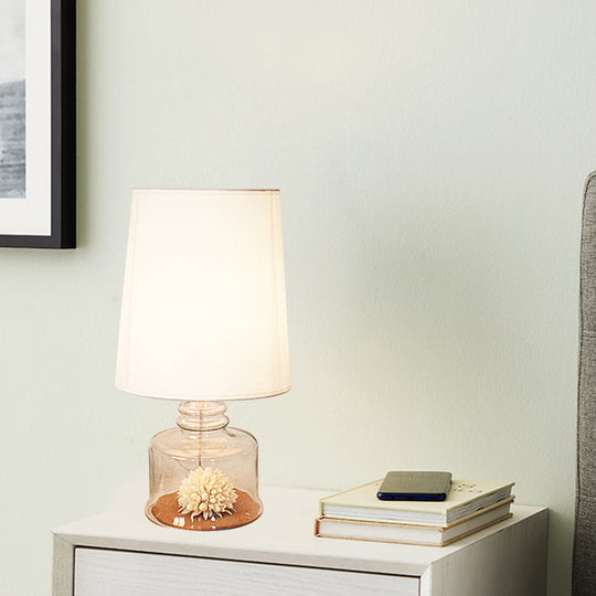 Rosaria - Pastoral Fabric Barrel Restaurant Table Lighting With Dried Flower And