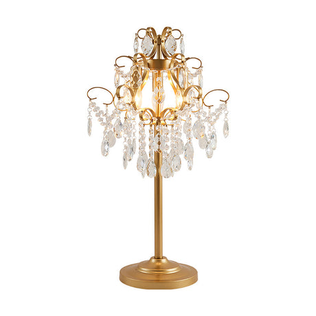 Modern Cascading Crystal Table Light With Faceted Design - Brass Night Lamp For Sitting Room (2