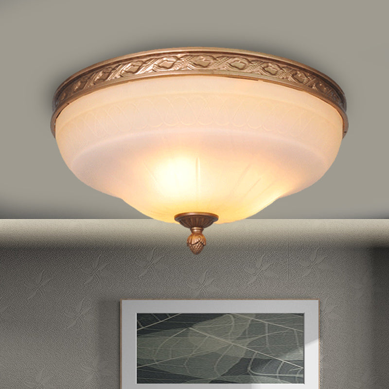Vintage Amber Glass Ivory Ceiling Lamp - Curved Dome 14.5/16.5/20 Wide Led Flush Mount Fixture /