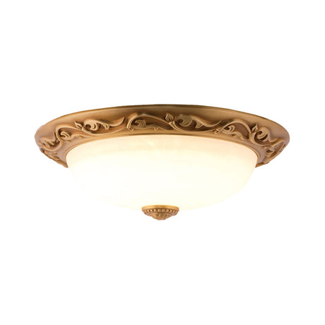 Milky Glass Led Dome Ceiling Light In Retro Style For Drawing Room - 12/16/19.5 W