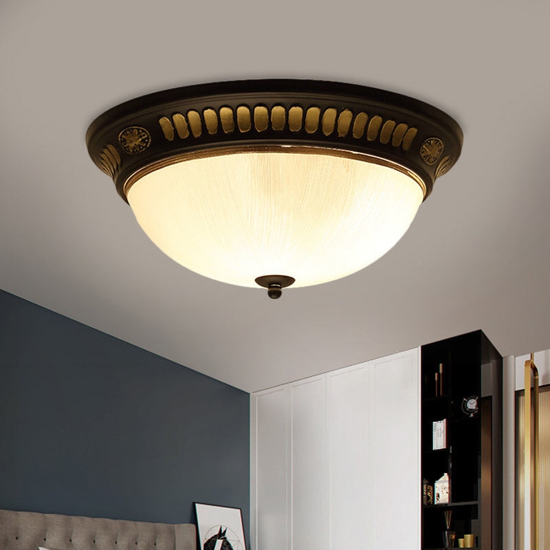 Bronze Glass Led Flush Light Fixture In Traditional Dome Shape For Ceiling 12.5’/15’ Width