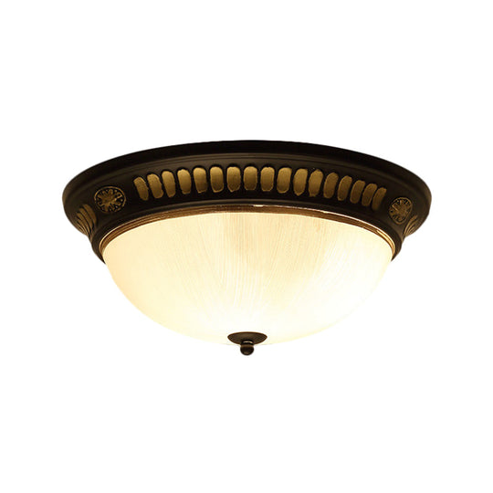 Bronze Glass Led Flush Light Fixture In Traditional Dome Shape For Ceiling 12.5/15 Width