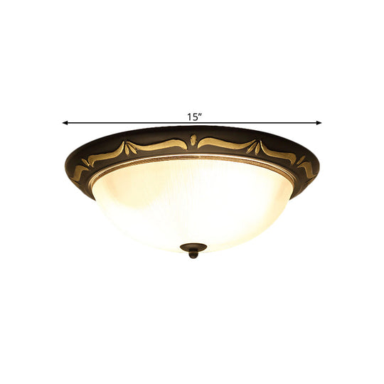 Classic Milk Glass Dome Ceiling Fixture - Led Brown Flush Mount Lighting (12.5’/15’ Width)