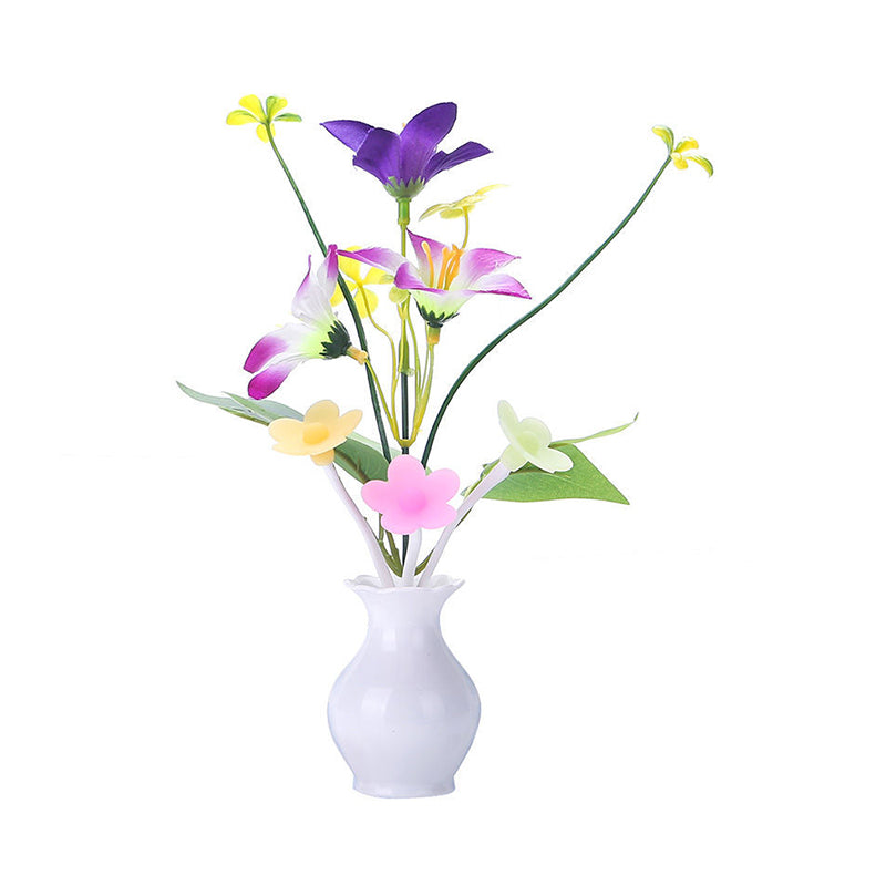 Tulip Flower Led Night Lamp: Glowing Plastic Wall Light With Multicolored Lighting - Modern Bedside