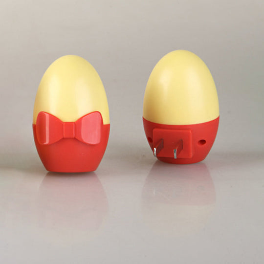 Childrens Egg-Shaped Mini Night Light Wall Lamp - Plug-In Led Plastic In Yellow-Red
