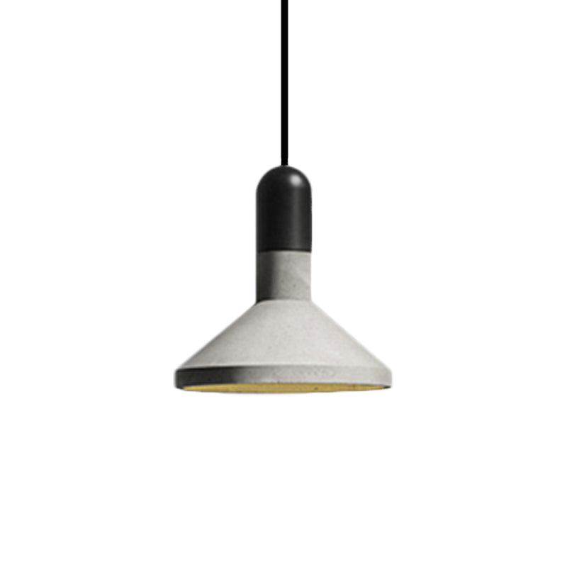 1-Light Cement Red/Black/Wood Hanging Lamp - Loft Style Pendant Ceiling Light For Dining Table