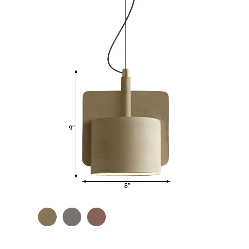Nordic Single-Bulb Half Shade Pendant Light - Red/Grey/Yellow Bedside