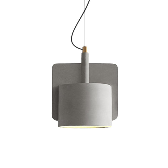 Nordic Single-Bulb Half Shade Pendant Light In Red/Grey/Yellow For Bedside