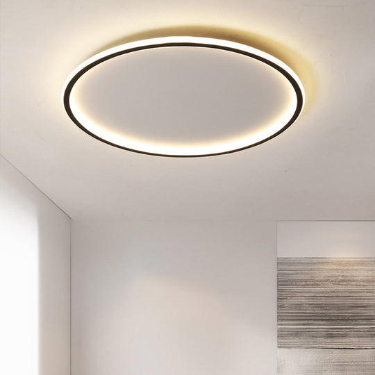 Ultrathin Flush Mount Led Ceiling Lamp In Black - Simple Acrylic Design For Living Room 16/19.5/23.5