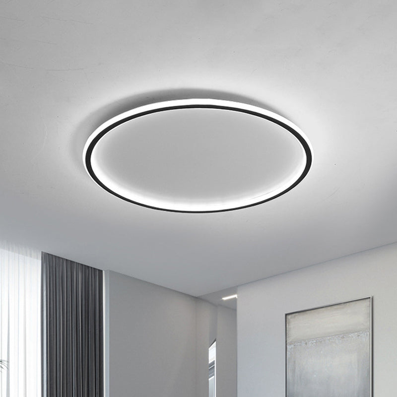 Ultrathin Flush Mount Led Ceiling Lamp In Black - Simple Acrylic Design For Living Room