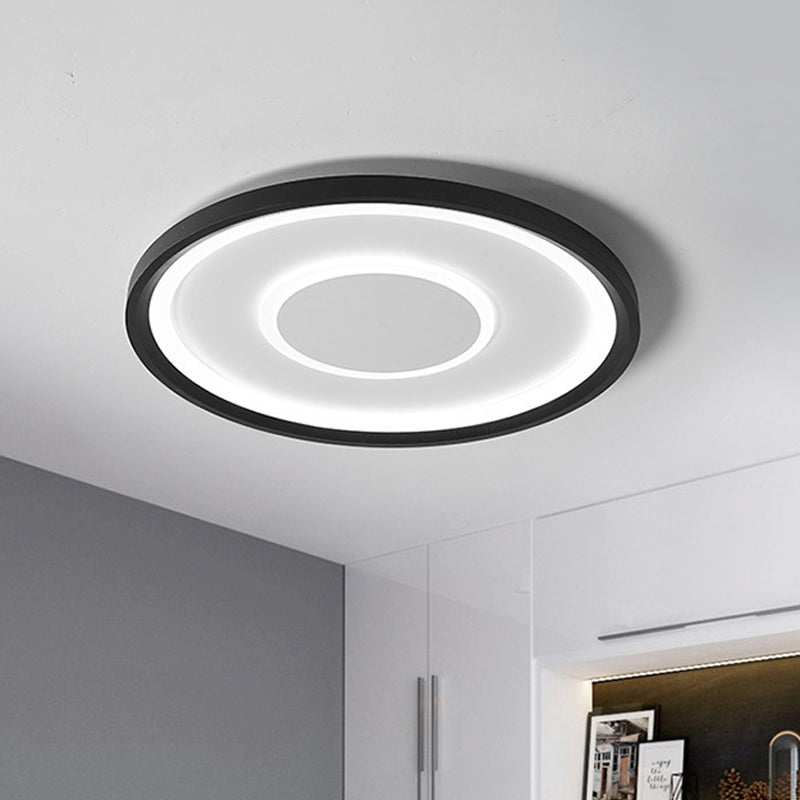 Nordic Acrylic Led Flush Ceiling Light In Black - 16’/19.5’ Width